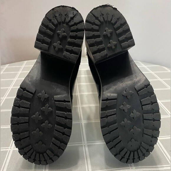 Silent Black Pull On Ankle Boot Shoes Wednesday Platform Sole Round Toe Size 9 - Picture 5 of 12